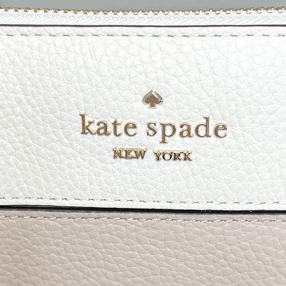NWT Kate Spade Beige Nude & Cream Pebbled Leather Triple Gusset Crossbody Purse - Picture 5 of 11